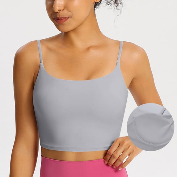 Zedker Tank Tops for Women Crewneck Ribbed Vest Sleeveless Light Workout Crop Tank Top Gray Plus L