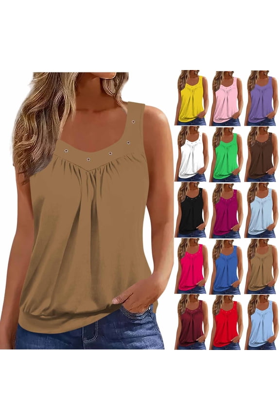 Tank Tops for Womens Loose Fit V Neck Ruched Sleeveless Tops Casual Basic Banded Shirts Wine XXL