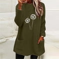 thumbnail image 1 of Zedker Fashion Prints Double-Side Fleece Thicken Thermal Sweatshirt for Women, Casual Crewneck Long Sleeve Pullover Tops with Pockets,Army Green,S, 1 of 4