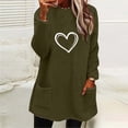 thumbnail image 1 of Zedker Fashion Prints Double-Side Fleece Thicken Thermal Sweatshirt for Women, Casual Crewneck Long Sleeve Pullover Tops with Pockets,Army Green,XL, 1 of 4