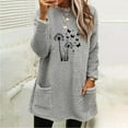 thumbnail image 1 of Zedker Fashion Prints Double-Side Fleece Thicken Thermal Sweatshirt for Women, Casual Crewneck Long Sleeve Pullover Tops with Pockets,Gray,M, 1 of 4