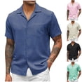 thumbnail image 1 of Zedker Tops for Mens Short Sleeve Button Down Shirts Wrinkle Free Casual Beach Summer Tops Vacation Wedding Shirt with Pocket, 1 of 6