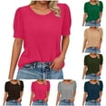 thumbnail image 1 of Zedker Tops for Women 2025 Short Sleeve Shirts Dressy Casual Crew Neck T shirts Fashion Loose Fit Tops Green S, 1 of 8