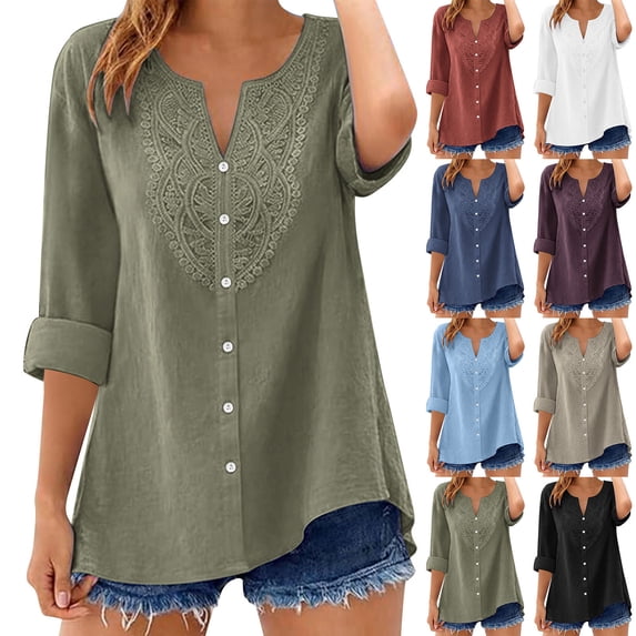 Zedker Tops for Women Summer Flower Printed V Neck Tshirts Button Down Tops Dressy Casual Short Sleeve Tops Purple L