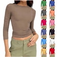 thumbnail image 1 of Zedker Tops for Womens Long Sleeve Crop Tops Basic Slim Fitted Shirts Spring Fashion Outfits 2026 Teen Girl Clothes Red L, 1 of 8