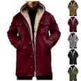 thumbnail image 1 of Zedker Trench Coat for Men Western Cowboy Vintage Suede Jacket Faux Leather Winter Long Jackets Retro Plush Collar Winter Clothes Zip Up Retro Tops Red S, 1 of 9