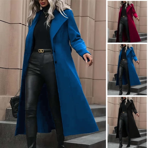 Zedker Trench Coat Women Plus Size Women's Classic Double Breasted Midi-Length Trench Coat with Belt Black XL