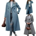 thumbnail image 1 of Zedker Trench Coat Women Plus Size Women's Classic Double Breasted Midi-Length Trench Coat with Belt Gray XL, 1 of 8