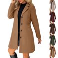 thumbnail image 1 of Zedker Trench Coat Womens Peacoat Dressy Jacket Slim Single Breasted A-Line Peacoat with Pockets Red L, 1 of 9