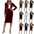 thumbnail image 1 of Zedker Two Piece Velvet Suit Sets for Women Formal Solid Blazer Jacket Skirts Set Trendy Work Business Stylish Fall Outfits Red L, 1 of 7
