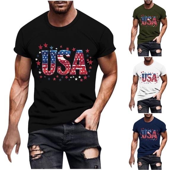 Zedker USA 250th Anniversary Shirt 4th of July Shirts for Men Patriotic American Flag Tshirts Independence Day Mens Shirts Navy XXXXXL