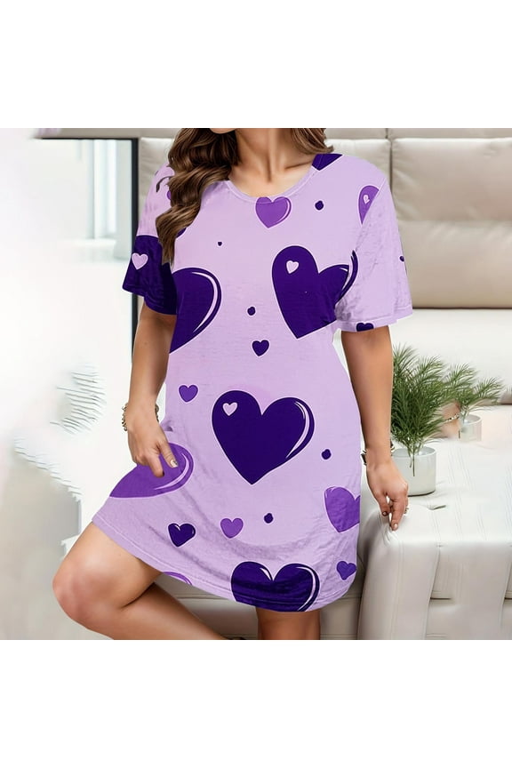 Valentine's Day Womens Sleeveless Dress with heart Print Loose Fit Casual Dress for Women