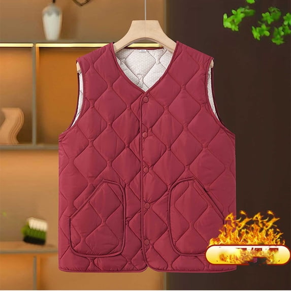 Zedker Vest Tops for Women Button Up Sweater 2025 Knit Work Business Casual Outfits,Plus Size RedXXXL