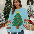 thumbnail image 1 of Zedker Vintage Christmas Women Sweatshirt Vintage Santa Print Casual Sweatshirt,Plus Size Blue M, 1 of 1