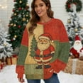 thumbnail image 1 of Zedker Vintage Christmas Women Sweatshirt Vintage Santa Print Casual Sweatshirt,Plus Size Red L, 1 of 1