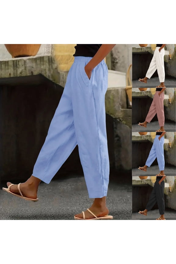 Wide Leg Pants Women Lounge Palazzo Striped Pants with Pockets Elastic High Waist Side Tie with Split Lace Trim Trousers