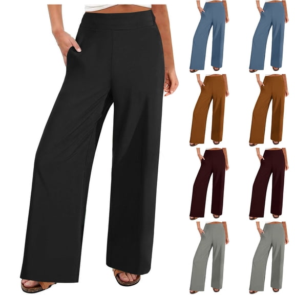 Zedker Wide Leg Pants for Women Flowy High Waisted Lounge Pants Loose Fit Casual Yoga Palazzo Pants with Pockets