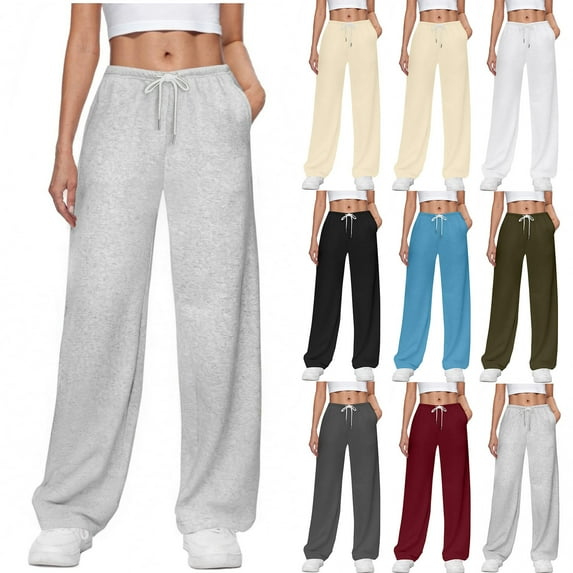 Zedker Wide Leg Sweatpants Women Low Rise Baggy Fleece Sweatpants for Womens with Pockets 2025 Trendy