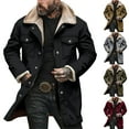 thumbnail image 1 of Zedker Winter Coats for Mens Vintage Cowboy Suede Jacket Plush Collar Coats Faux Leather Zip Up Casual Retro Winter Tops Brown S, 1 of 9