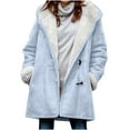 thumbnail image 1 of Zedker Winter Coats for Women Faux Suede Button Down Casual Fashion Jacket, Plus Size Light Blue XL, 1 of 3
