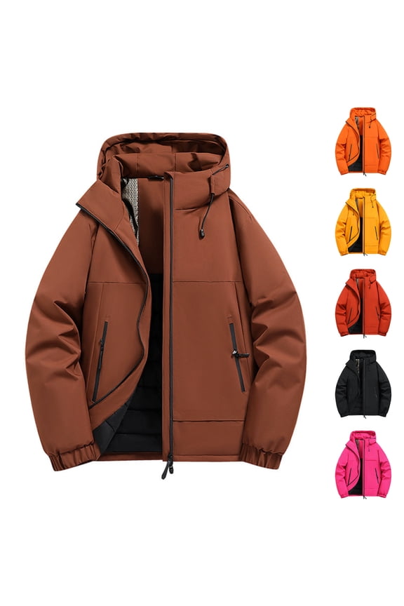Winter Ski Snow Coat for Men Insulated Waterproof Jackets Hooded Windproof Jacket Outwear For hiking Camping Black L