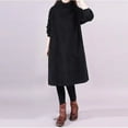thumbnail image 1 of Zedker Women Corduroy Dress Turtleneck Long Sleeve Dress Winter Thicken Fleece Lined Long Sleeve Dresses with Pocket Dresses for Women Plus Size Black L, 1 of 8