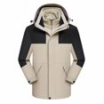 thumbnail image 1 of Zedker Women Jacket Winter Ski Waterproof Detachable Hood Windproof Warm Fleece, Plus Size Beige L, 1 of 5