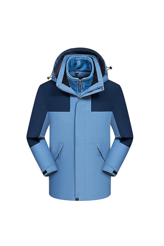 Zedker Women Jacket Winter Ski Waterproof Detachable Hood Windproof Warm Fleece, Plus Size Sky Blue M