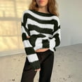 thumbnail image 1 of Zedker Women'S Casual Long Sleeve Round Neck Sweaters, Soft Comfortable Loose Fall Winter Knitted Pullover Tops, Elegant Striped Blouses,Army Green,L, 1 of 3