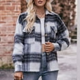 thumbnail image 1 of Zedker Women'S Fashion Plaid Printed Handiness Jackets,Casual Long Sleeve Button Down Blouses,Comfy Loose Fits Hoodless Outdoor Fall Tops,Blue,XXL, 1 of 9