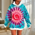 thumbnail image 1 of Zedker Women'S Fashion Tie-Dyed Long Sleeve Hooded Sweatshirts with Kangaroo Pockets,Comfy Adjustable Hood Cord Loose Tops for Fall,Red,L, 1 of 5