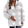 thumbnail image 1 of Zedker Women'S Plush Flannel Pullover Jackets,Cozy Soft Lined Hooded Plaid Jacket with Zip Up, Cozy Soft Thick Warm Fleece Coats for Fall Winter，Gray，M, 1 of 3
