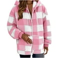 thumbnail image 1 of Zedker Women'S Plush Flannel Pullover Jackets,Cozy Soft Lined Hooded Plaid Jacket with Zip Up, Cozy Soft Thick Warm Fleece Coats for Fall Winter，Pink，L, 1 of 3
