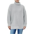 thumbnail image 1 of Zedker Women'S Solid Color Turtleneck Sweaters,Cozy Long Sleeve Knitted Casual Pullover Tops, Warm Comfortable Winter Fall Fashion Slim Blouses,Gray,XXXL, 1 of 6
