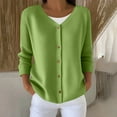 thumbnail image 1 of Zedker Women'S Solid Color V-Neck Knit Cardigan with Print Detail, Casual Button Up Soft Open Front Sweater for Women, Lightweight Long Sleeve Cover Up,Green,XXXXXL, 1 of 5