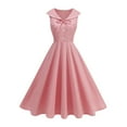 thumbnail image 1 of Zedker Women Short Sleeve V-Neck Dress 1950s Vintage Cocktail Party Swing Short Style Pink Plus L, 1 of 3