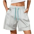 thumbnail image 1 of Zedker Women Shorts Knee Length Hiking with Pockets Summer Elastic Waist Drawstring Gray Plus M, 1 of 8