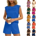 thumbnail image 1 of Zedker Women Two Piece 2026 Summer Outfits Casual Sleeveless Shirt & Shorts Set Workout Sweatsuit Lounge Track Suit with Pockets Beige XXL, 1 of 9