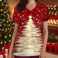 thumbnail image 1 of Zedker Women’s Christmas V-Neck Shirt Short Sleeve Holiday Santa Claus Print Casual Xmas Top,Plus Size RedL, 1 of 5