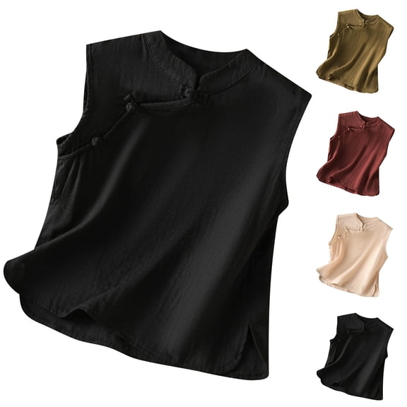 Zedker Women's Draped Neck Tops Cap Sleeveless Mock Neck Keyhole Work Shirt Summer Blouses for Women Black M