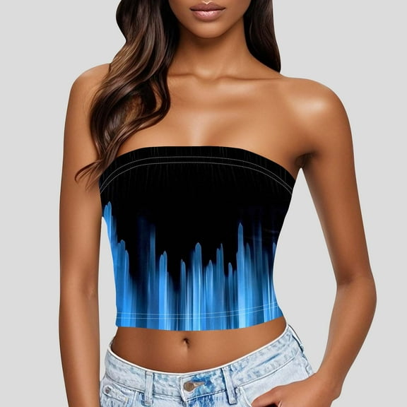 Zedker Women's Floral Tube Tops Ruffled Strapless Bandeau Sleeveless Loose Holiday Style Multicolor Plus XXL