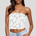 thumbnail image 1 of Zedker Women's Floral Tube Tops Ruffled Strapless Bandeau Sleeveless Loose Holiday Style Multicolor Plus XXL, 1 of 7