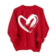 thumbnail image 1 of Zedker Women's Hoodless Sweatshirt Valentines Days Women Heart Grahic Long Sleeve Crewneck Shirt Casual Valentines Gifts Pullover Tops Red XL, 1 of 6