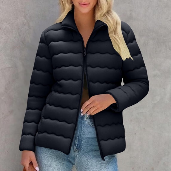 Zedker Women's Lightweight Long-Sleeve Water-Resistant Packable Puffer Jacket,Plus Size Black XXL