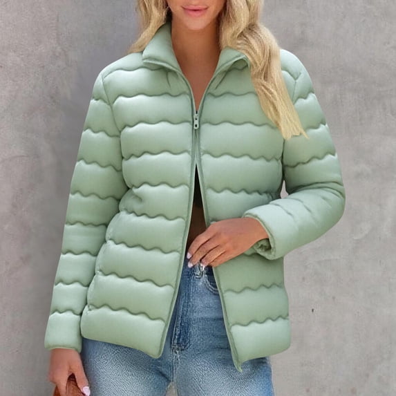 Zedker Women's Lightweight Long-Sleeve Water-Resistant Packable Puffer Jacket,Plus Size GreenXXL