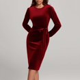 thumbnail image 1 of Zedker Women's Long Sleeve Velvet Mini Dress Fall Bodycon Mock Neck Elegant Short Cocktail Holiday Party Dresses Plus Size Red L, 1 of 8