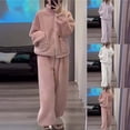 thumbnail image 1 of Zedker Women's Plus Size Pajamas for Women Set Full zip Solid Color Thick and Velvet Warm Loungewear Crewneck Long Sleeve Tops Pants 2 Piece Sets Soft Comfy Sleepwear White M, 1 of 7