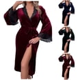 thumbnail image 1 of Zedker Women's Plus Size Plush Robes for Women Super Soft Cozy Fleece Womens Robe Long Bathrobe Loungewear Comfy Sleepwear Robes with Belt Blue M, 1 of 6