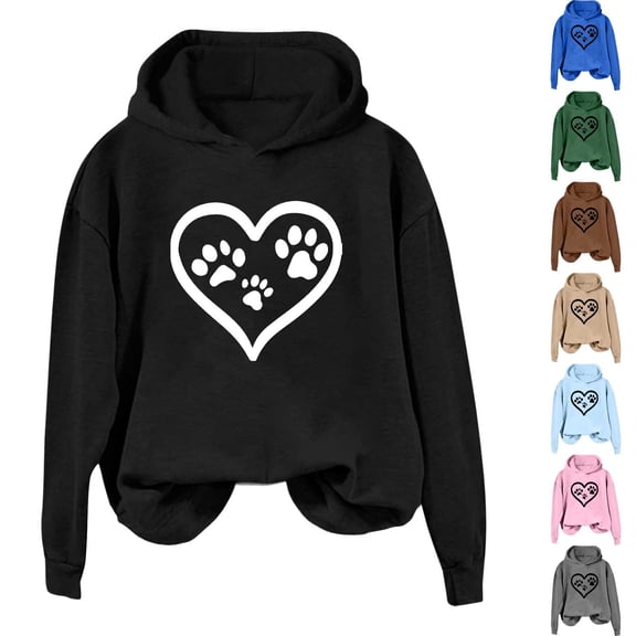 Zedker Women's Plus Size Sweatshirts, Oversized Pullover Heart Graphic Shirts Casual Long Sleeve Tops Blue S