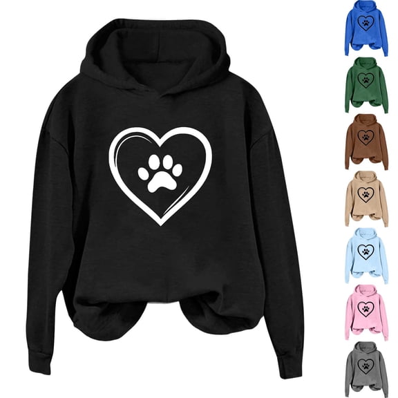 Zedker Women's Plus Size Sweatshirts, Women Heart Grahic Sweatshirt Heart Print Long Sleeve Crewneck Oversized Pullover Tops Green S